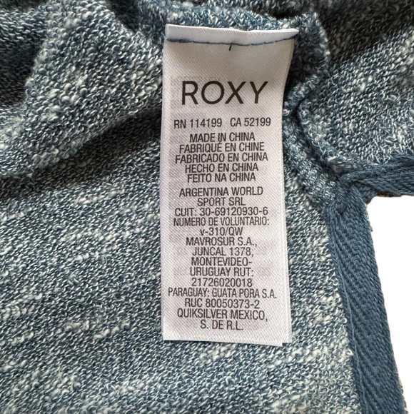 Roxy Blue Heather Sweatshirt Hoodie Terry Cloth Long Sleeve Kangaroo pocket M - Picture 8 of 10